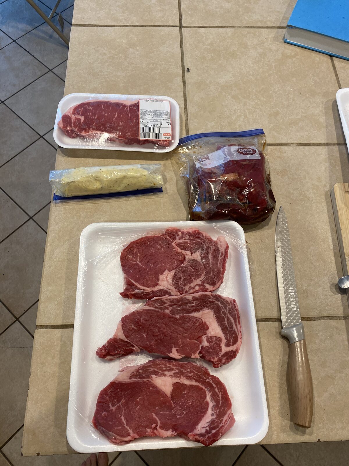 Steaks prepped for the grill