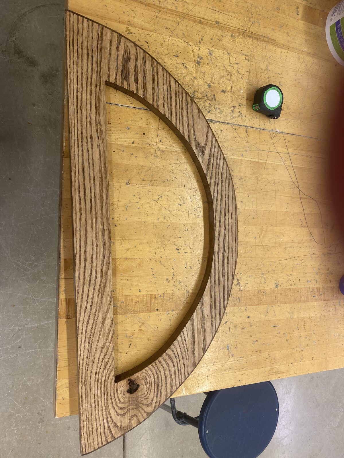 Oak D-shaped frame, in progress