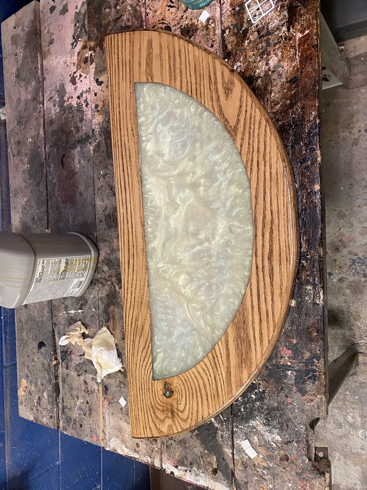 Finished D with pearl epoxy inlay