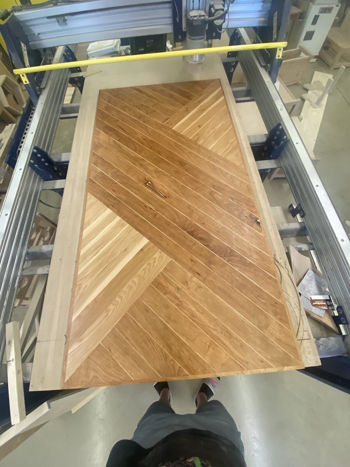 Finished chevron tabletop